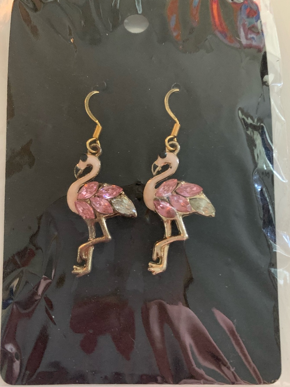 Pink Flamingo Jewelled Drop Earrings